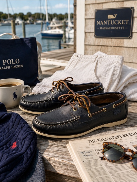 Polo Ralph Lauren Other - RALPH LAUREN POLO 11 Bienne Mens Brown/Blue
Leather Lace Loafers Shoes